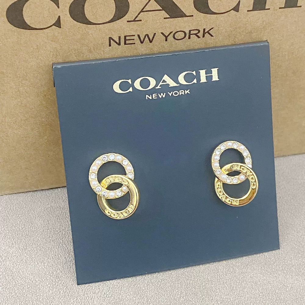 Coach Pearl Rhinestone Inlay Earrings
